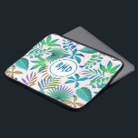 Tropical leaves pattern laptop sleeve<br><div class="desc">Green and blue tropical leaves seamless pattern.</div>