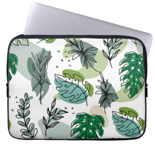 tropical leaves pattern laptop sleeve