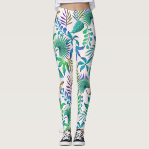 Tropical leaves pattern leggings