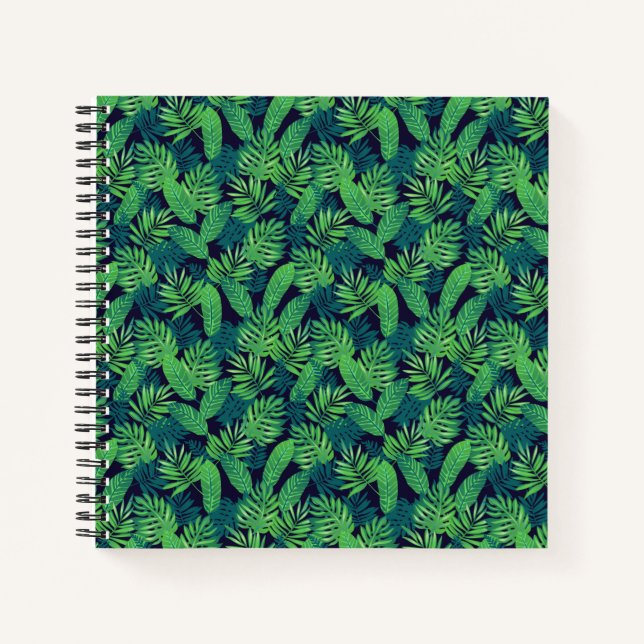 Tropical Leaves Pattern Notebook (Front)