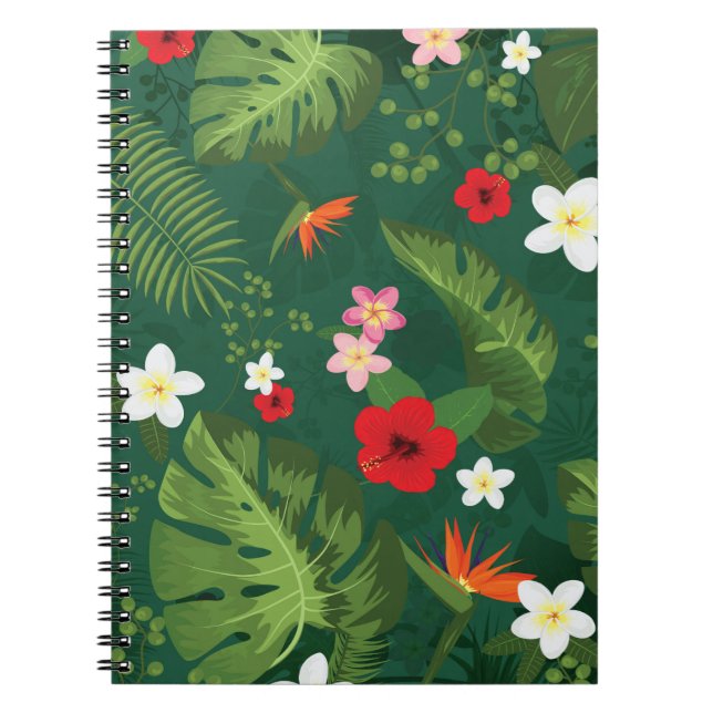 Tropical Leaves Pattern Notebook (Front)