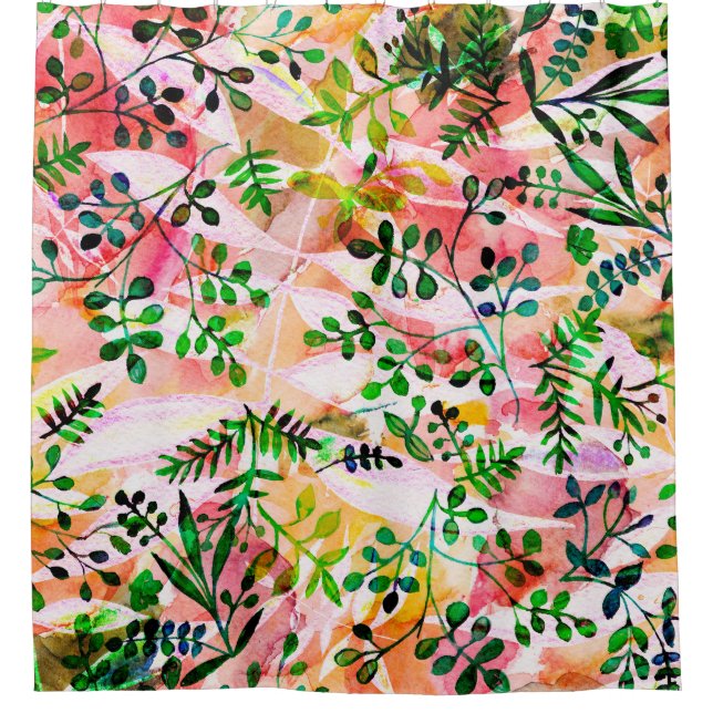 Tropical leaves pattern repeating. Artistic photo  Shower Curtain (Front)