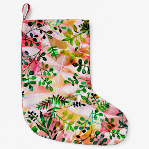Tropical leaves pattern repeating. Artistic photo Small Christmas Stocking