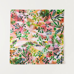 Tropical leaves pattern repeating. Artistic photo Tapestry