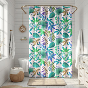 Tropical leaves pattern shower curtain