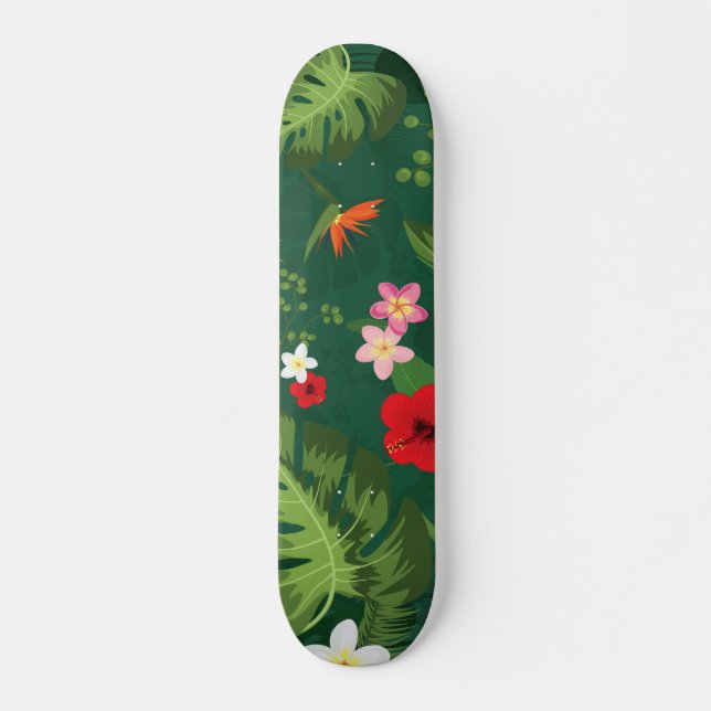 Tropical Leaves Pattern Skateboard (Front)