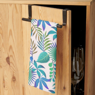 Tropical leaves pattern tea towel