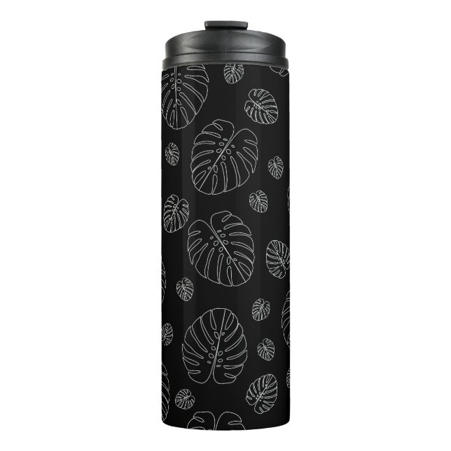 Tropical Leaves Pattern Thermal Tumbler (Front)