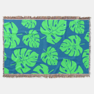 Tropical Leaves Pattern Throw Blanket