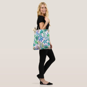 Tropical leaves pattern tote bag