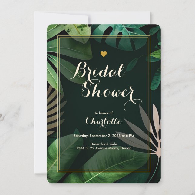 Tropical Leaves Pattern | Wedding | Bridal Shower  Invitation (Front)