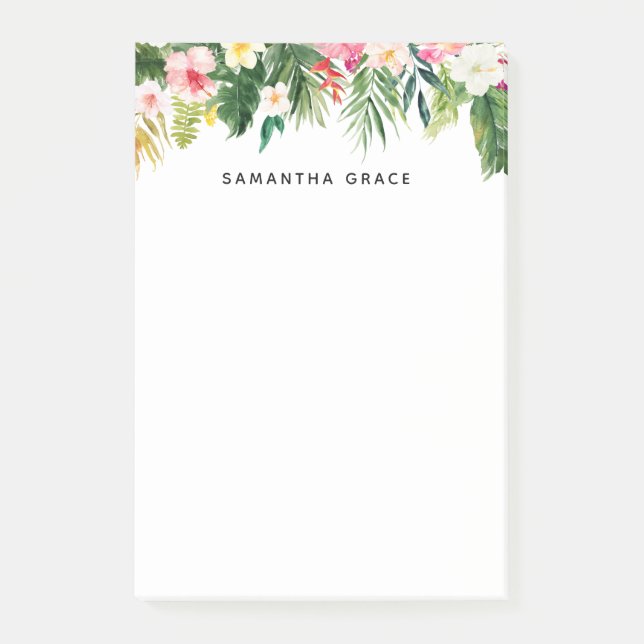 Tropical Leaves Personalised Post-it Notes (Front)