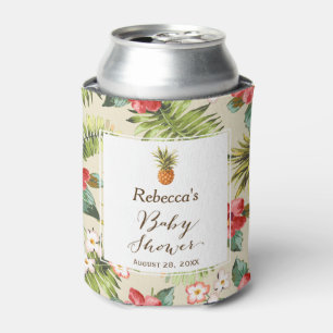 Tropical Leaves Pineapple Baby Shower Favour Can Cooler