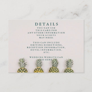 Tropical Leaves Pineapple Hawaiian Wedding Details Enclosure Card