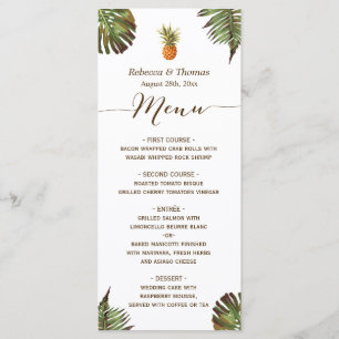Tropical Leaves Pineapple Luau Styled Wedding Menu
