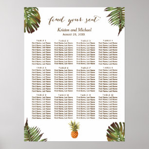 Tropical Leaves Pineapple Wedding Seating Chart