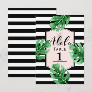 Tropical Leaves & Pineapple Wedding Table Number