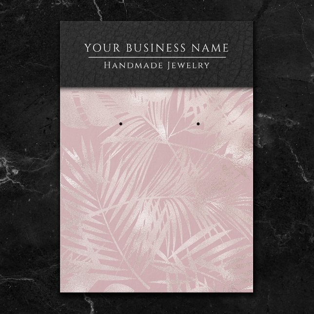Tropical Leaves Pink Black Earring Display Cards (Creator Uploaded)