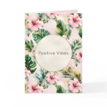 Tropical Leaves Pink Hibiscus Floral