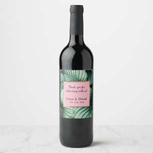 Tropical Leaves Pink Label Luau Beach Wedding