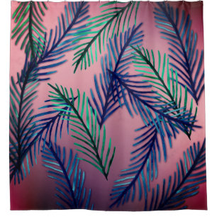 Tropical leaves Pink Shower Curtain