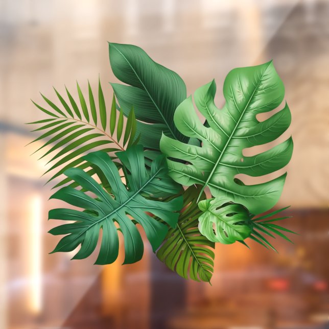 Tropical leaves realistic window cling (Sheet 2)