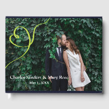 Tropical Leaves Retro Married Photo Guest Book