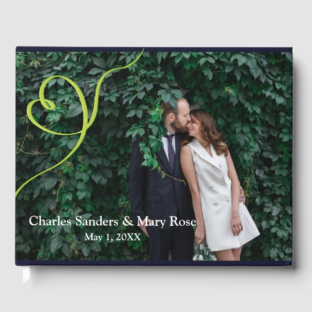 Tropical Leaves Retro Married Photo Guest Book (Front)