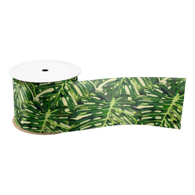 Tropical Leaves Ribbon Gift Satin Ribbon (Spool)