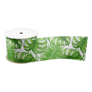 Tropical leaves satin ribbon