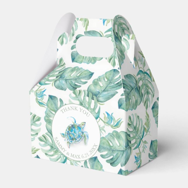 Tropical Leaves Sea Turtle Watercolor  Favour Box (Front Side)