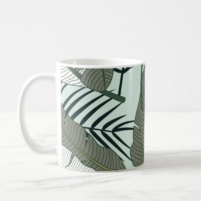 Tropical Leaves: Seamless Nature Pattern. Coffee Mug (Left)
