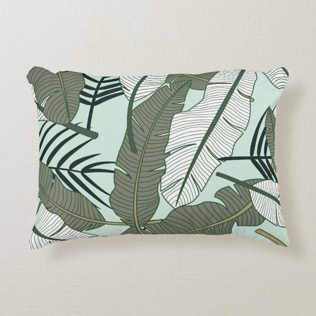 Tropical Leaves: Seamless Nature Pattern. Decorative Cushion (Front)