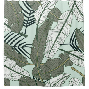 Tropical Leaves: Seamless Nature Pattern. Shower Curtain