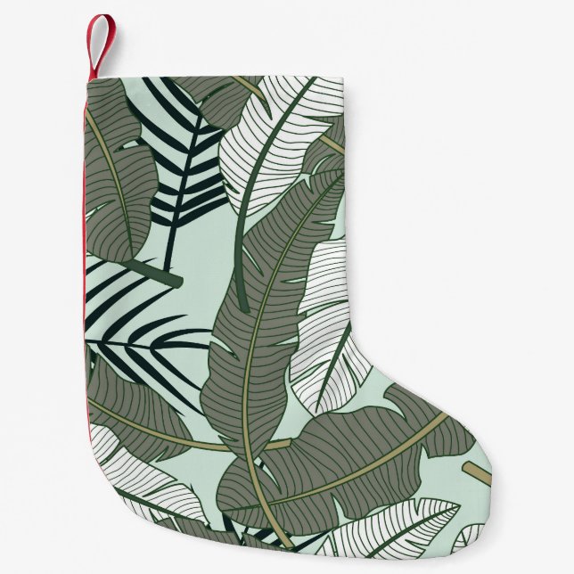 Tropical Leaves: Seamless Nature Pattern. Small Christmas Stocking (Front)