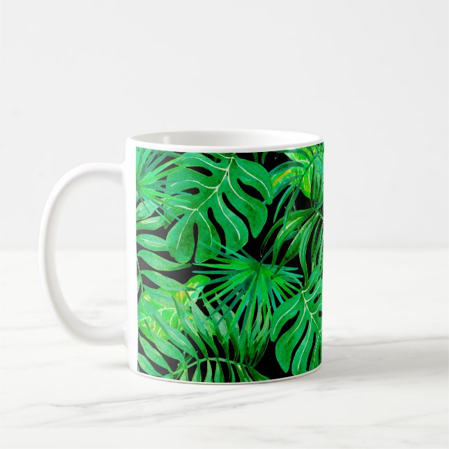 Tropical leaves seamless patern coffee mug (Left)
