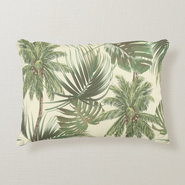 Tropical leaves seamless pattern decorative cushion (Front)