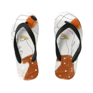 Tropical Leaves, Seamless Pattern Design. Kid's Flip Flops