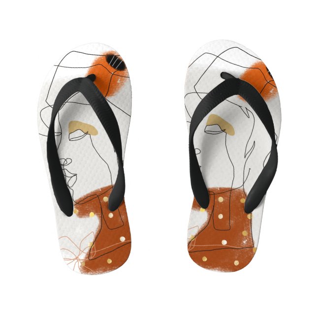 Tropical Leaves, Seamless Pattern Design. Kid's Flip Flops (Footbed)