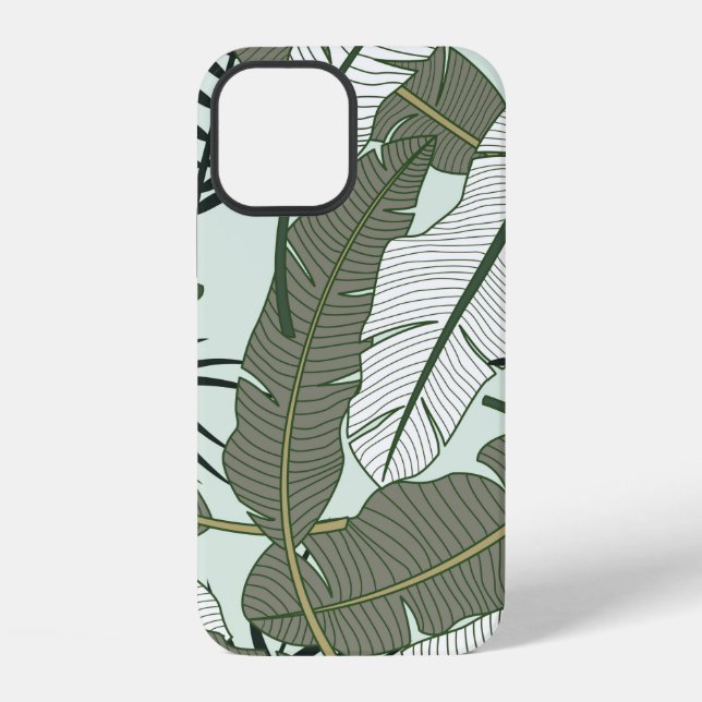 Tropical leaves seamless pattern  iPhone case (Back)