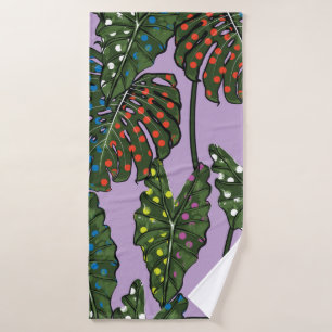 Tropical leaves seamless pattern on colourful pop  bath towel