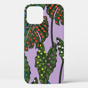 Tropical leaves seamless pattern on colourful pop iPhone 12 case