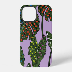 Tropical leaves seamless pattern on colourful pop iPhone 12 case