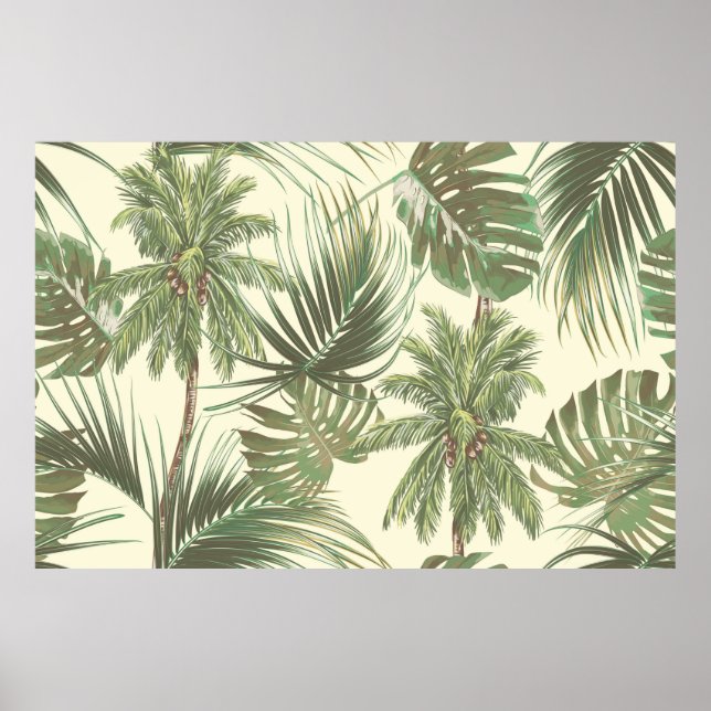 Tropical leaves seamless pattern poster (Front)