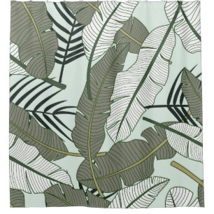 Tropical leaves seamless pattern shower curtain