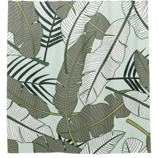 Tropical leaves seamless pattern  shower curtain (Front)