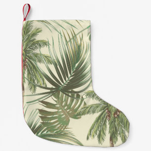 Tropical leaves seamless pattern small christmas stocking