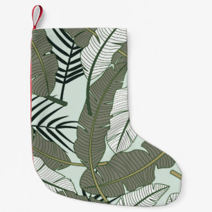 Tropical leaves seamless pattern  small christmas stocking