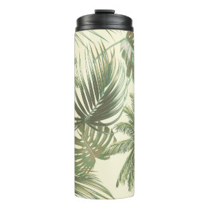 Tropical leaves seamless pattern thermal tumbler