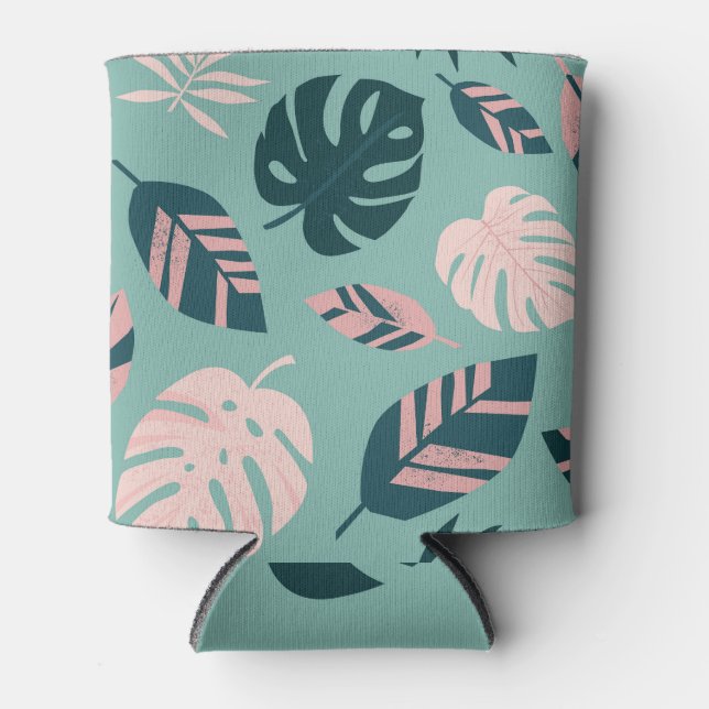 Tropical Leaves: Seamless Vintage Pattern. Can Cooler (Front)